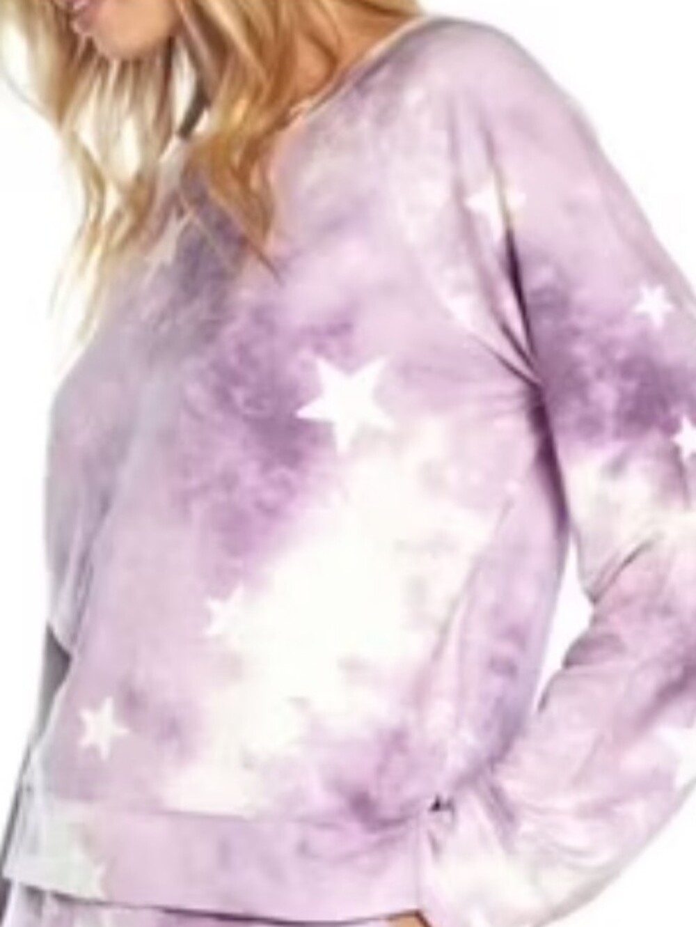 Wildfox Galaxy Stars Crewneck Sweatshirt Purple & White Size XL